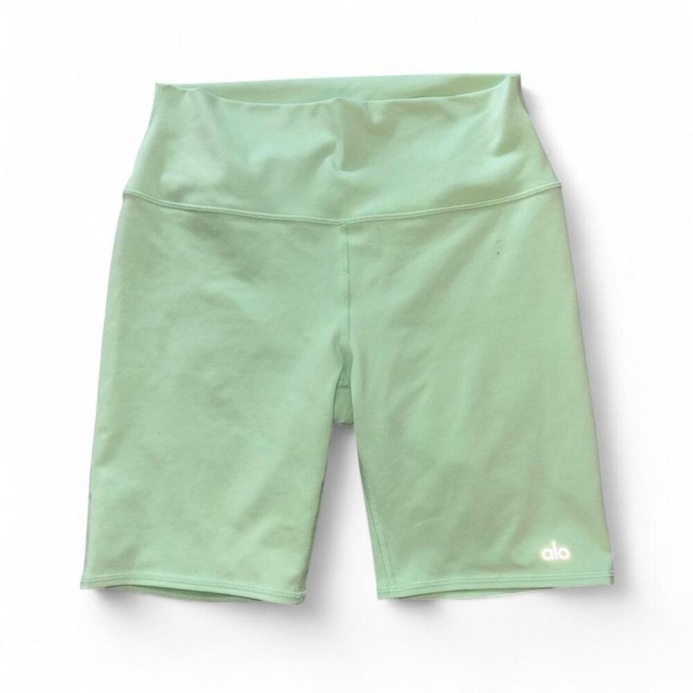 Alo yoga large green high waisted biker shorts